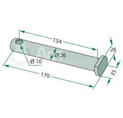 Axe 170 mm pour broyeur MULAG adaptable