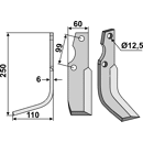 Fräsmesser Links 250 x 60 Goldoni Nachbau