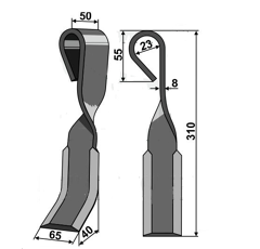 Couteau S29 pour broyeur BASELIER LK01040 adaptable - BlackSteel©