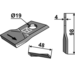 Couteau rotatif pour faucheuse SIP 151.171.311 adaptable - BlackSteel©