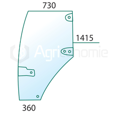 Pare-brise gauche pour tracteur CASE IH 192003A6 adaptable