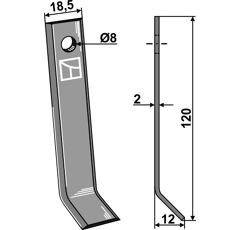 Couteau-Y pour broyeur 120x18,5mm AGRIA adaptable - Blacksteel©