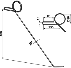 Griffe droite 400 x 13 mm pour bineuse adaptable - BlackSteel©