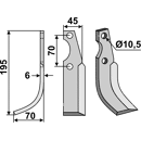 Fräsmesser Links 195 x 45 S.E.P. Nachbau