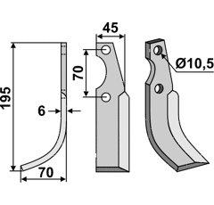 Fräsmesser Links 195 x 45 S.E.P. Nachbau