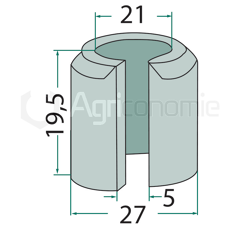 Douille élastique Ø 27 x 21 x 19,5 mm pour broyeur PERFECT adaptable