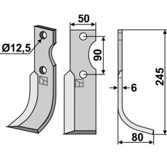 Lame droite pour Fraise/Rotavator BERTOLINI 12522 adaptable -