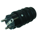 Fiche electrique mâle 10/16 A caoutchouc 2p+t sortie droite