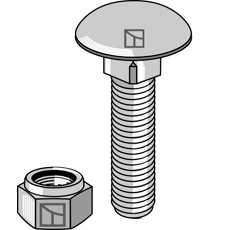 Boulon à tête bombée M10x1,5x35 - 8.8 avec écrou à freinage interne