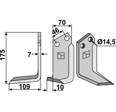 Lame gauche pour Fraise/Rotavator MURATORI 900111010 adaptable - 