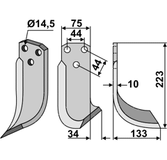 Fräsmesser Rechts 223 x 75 Maletti Nachbau
