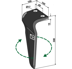 Dent Droite pour herse rotative Maschio 31610215 adaptable - BlackSteel©