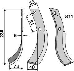 Fräsmesser Links 230 x 35 Honda Nachbau