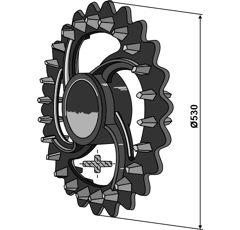 Roue crosskill Ø 530 mm pour rouleau émotteur DAL-BO 18102 adaptable - BlackSteel©