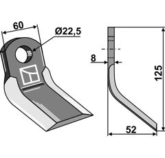 Couteau-Y pour broyeur 125x60mm TORTELLA adaptable - Blacksteel©