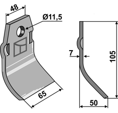 Fléau large 105 mm pour broyeur SPRAGELSE 112400 adaptable