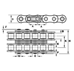 Chaine double ISO 08B2 12,70  (le mètre) | ELITE