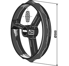 Rueda cambridge Ø 500 mm para rodillo DAL-BO 15168 adaptable