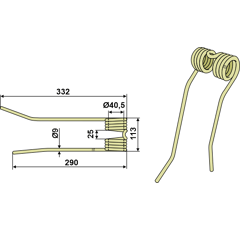Dent droite de fenaison PZ190 adaptable - BlackSteel©