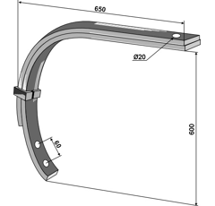 Zinken 55 X 20 X 600  Verstärkungsfeder Nachbau