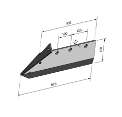 Soc à pointe boulonnée droit pour charrue NAUD 031189D adaptable