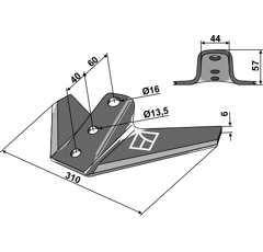 Reja triangulaire para cultivador KVERNELAND KK301123R adaptable - Blacksteel©