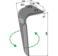 Dent gauche pour herse rotative RAU 0058899 adaptable 