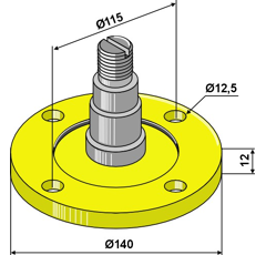 Brida de cojinete con eje Ø 140 x 12 mm para rastrojador adaptable