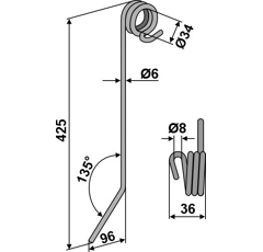 Striegelzinken Ø6mm - 9309380 | Hatzenbichler - Nachbau - Länge 425