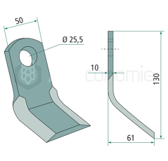 Cuchilla 130 x 50 mm para trituradora OMARV adaptable