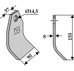 Fléau pour broyeur 195x90mm FALC  adaptable - Blacksteel©