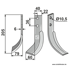 Fräsmesser Links 205 x 40 VMC Nachbau