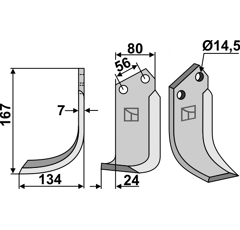 Lame gauche pour Fraise/Rotavator TORTELLA 2985610 adaptable - 
