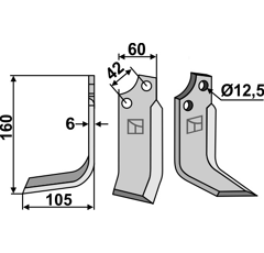 Lame gauche pour Fraise/Rotavator SICMA 4811286 adaptable 