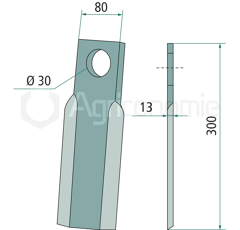 Couteau droit pour broyeur 300x80mm PROCOMAS adaptable 