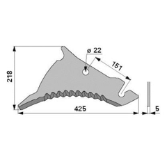 Couteau 425 mm pour presse à balles KUHN VGRL893 origine