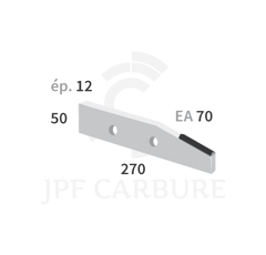 Couteau 2 trous avec plaquettes carbure pour épandeur JEANTIL 270x50 mm adaptable