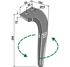 Dent Gauche pour herses rotatives RABE 8409.12.02 8426.43.02 adaptable - Blacksteel©