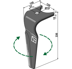 Dent droite pour herse rotative AMAZONE 962337 adaptable - Blacksteel©