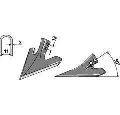 Hackschar 120mm - Bohrungsabstand 12 - Mehrere Marken