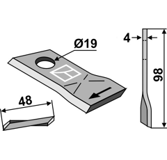 Cuchilla rotativa derecha para segadora BCS TRACTORS 121713 adaptable - BlackSteel©