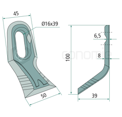 Couteau-Y pour broyeur 100x45mm NICOLAS 112706 adaptable