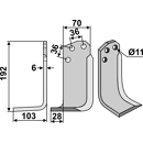 Fräsmesser Links 192 x 70 Agria Nachbau