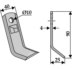 Fléau 90 mm pour broyeur AGRIA 490196 adaptable