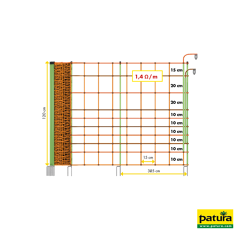 Filet électrifié plus/moins double pointe 1,2 x 50 m  - PATURA