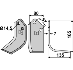 Lame droite pour Fraise/Rotavator KUHN 51921600 adaptable -