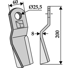 Couteau pour broyeur SOVEMA 900 241 123 adaptable - Blacksteel©