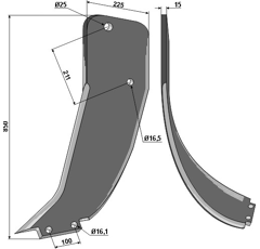 Dent bison 850 x 225 mm adaptable - Blacksteel©