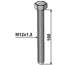 Tornillo M12x1,5 x 100 mm para escardador adaptable - BlackSteel©