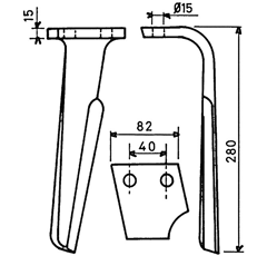 Dent gauche pour herse rotative RABE 8426.43.02 adaptable
